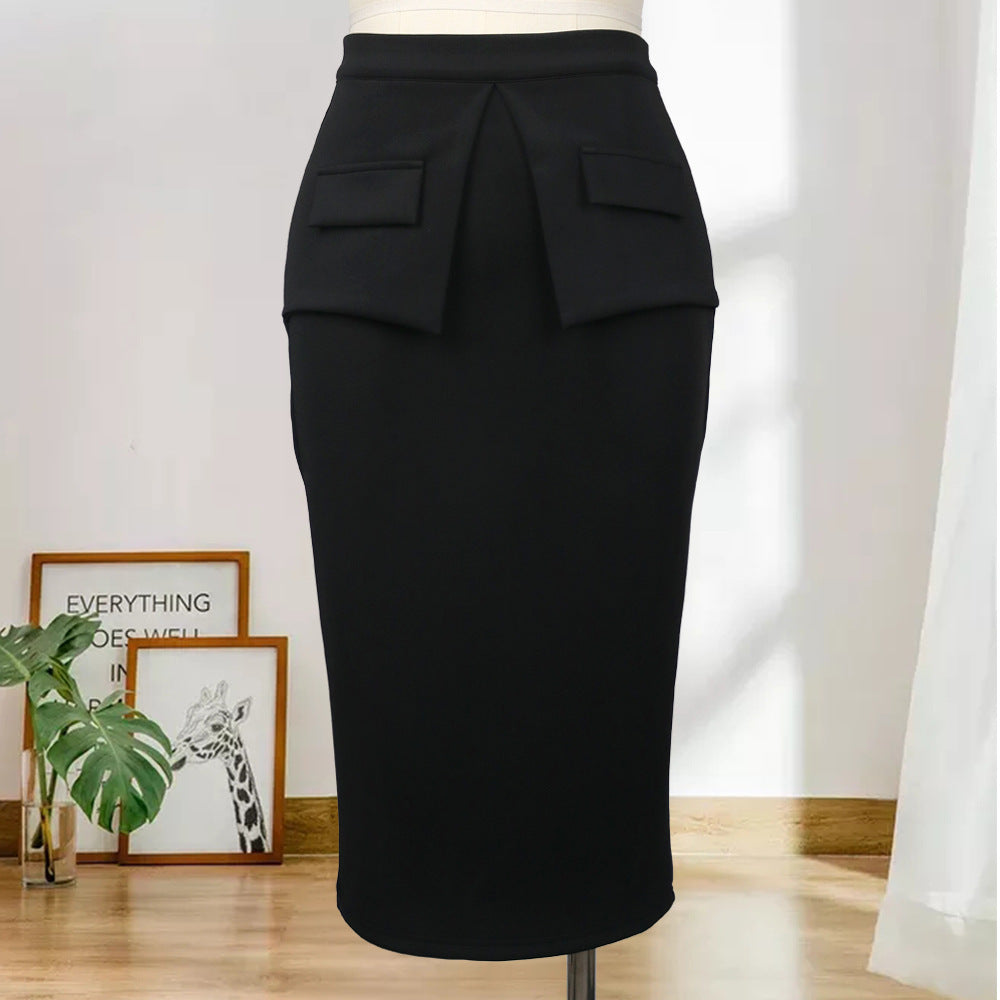 Women High waist mid-length package hip skirt