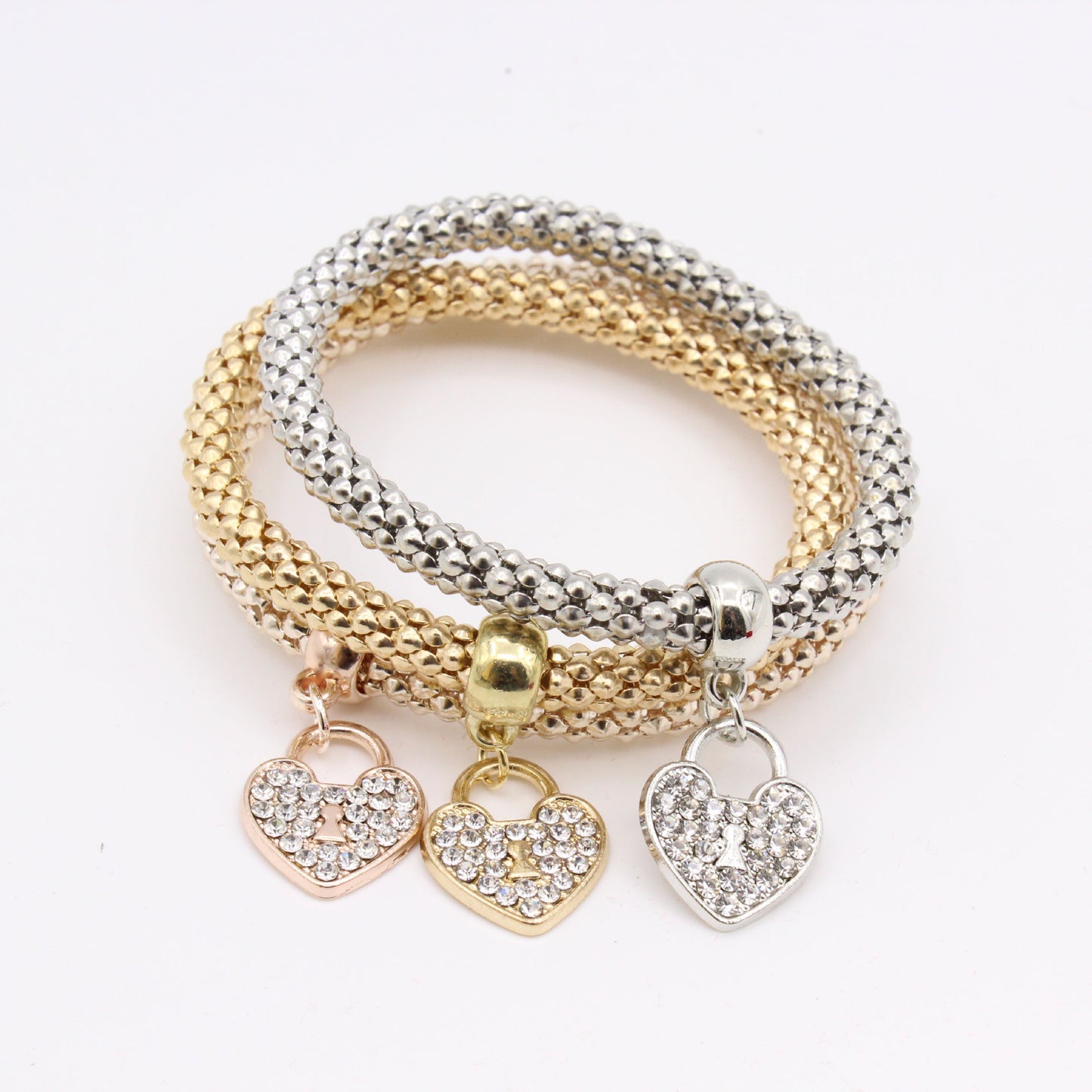 Women's fashion inlaid rhinestone love elastic bracelet - Watch & Jewelry