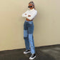 New women street hip-hop contrast casual jeans
