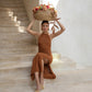 New women summer lace up neck hollow long skirt