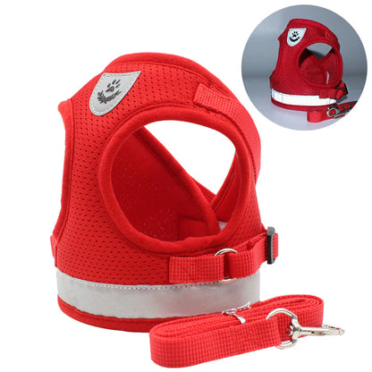 Pet chest harness vest-style reflective and breathable dog rope