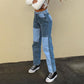 New women street hip-hop contrast casual jeans