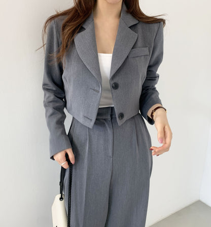 Korean chic women suit jacket + high-waist casual trousers