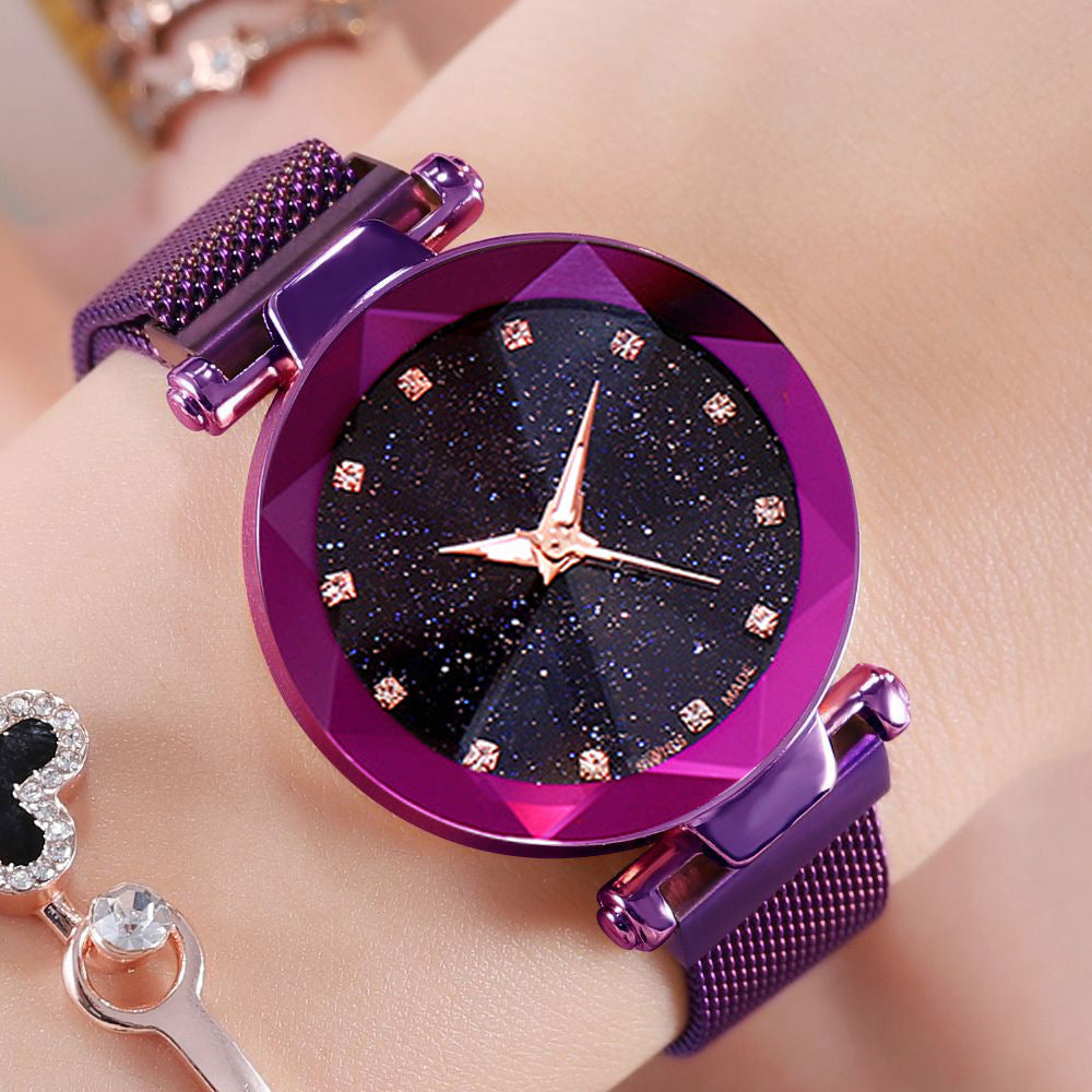 Luxury Women Stainless Steel Mesh Hook Buckle Quartz Wrist Watch - Watch & Jewelry