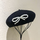 Korean women retro wild black painter hat