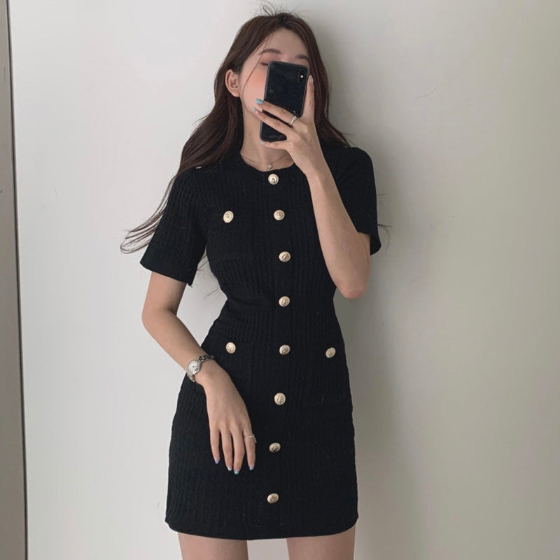 French retro dress women knitted skirt