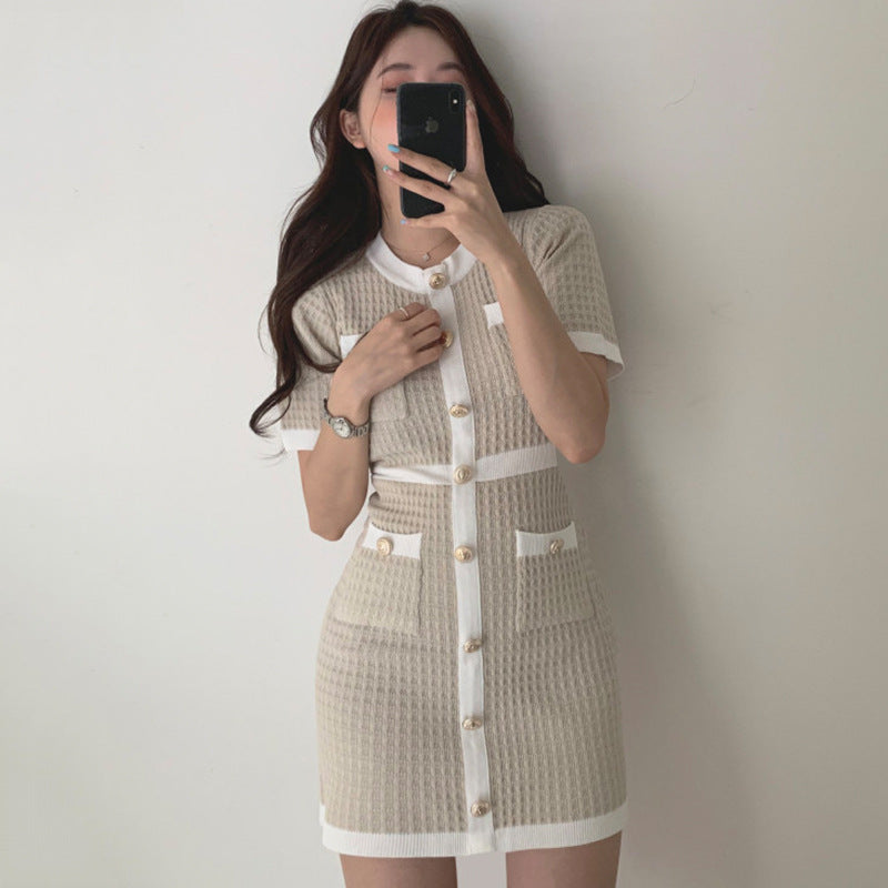 French retro dress women knitted skirt