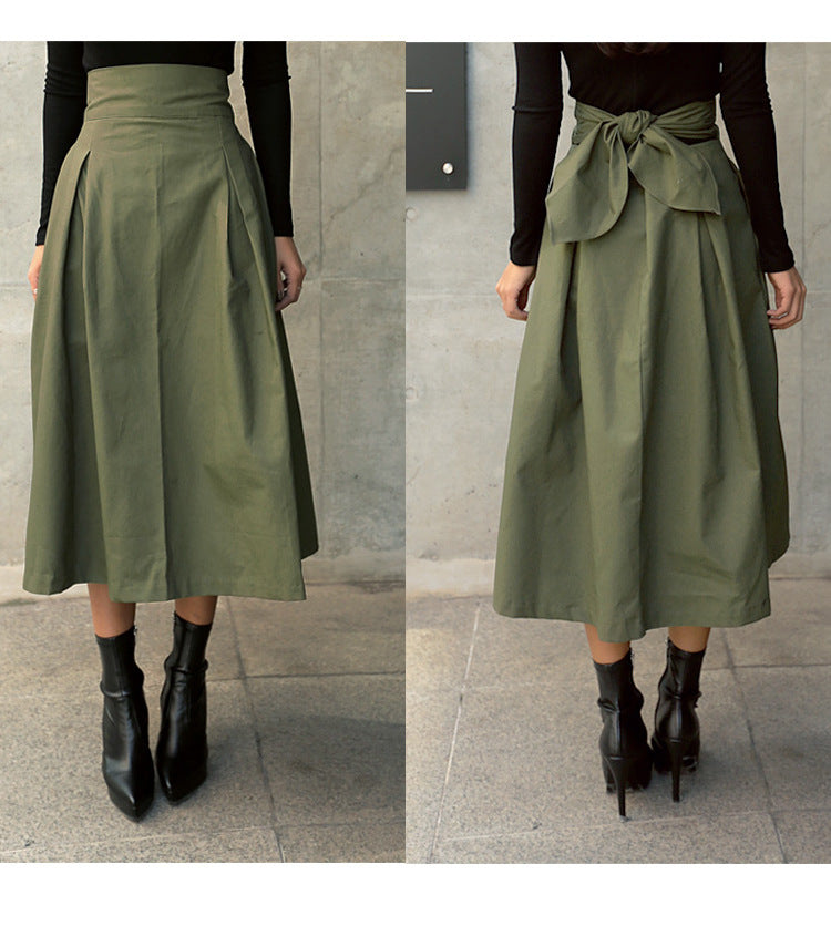 New women a-line big swing slim waist long skirt