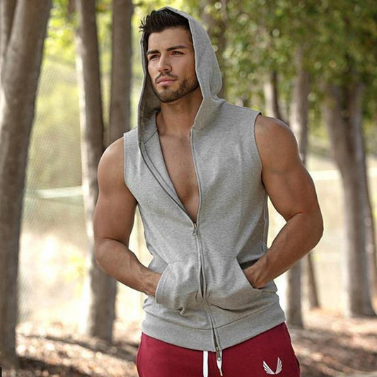 New Men’s sports solid color sleeveless jacket vest