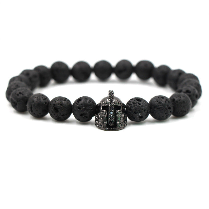 HOT Men’ Fashion charm Helmet lava stone beaded bracelet - Watch & Jewelry