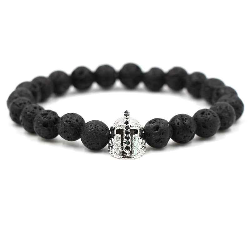 HOT Men’ Fashion charm Helmet lava stone beaded bracelet - Watch & Jewelry