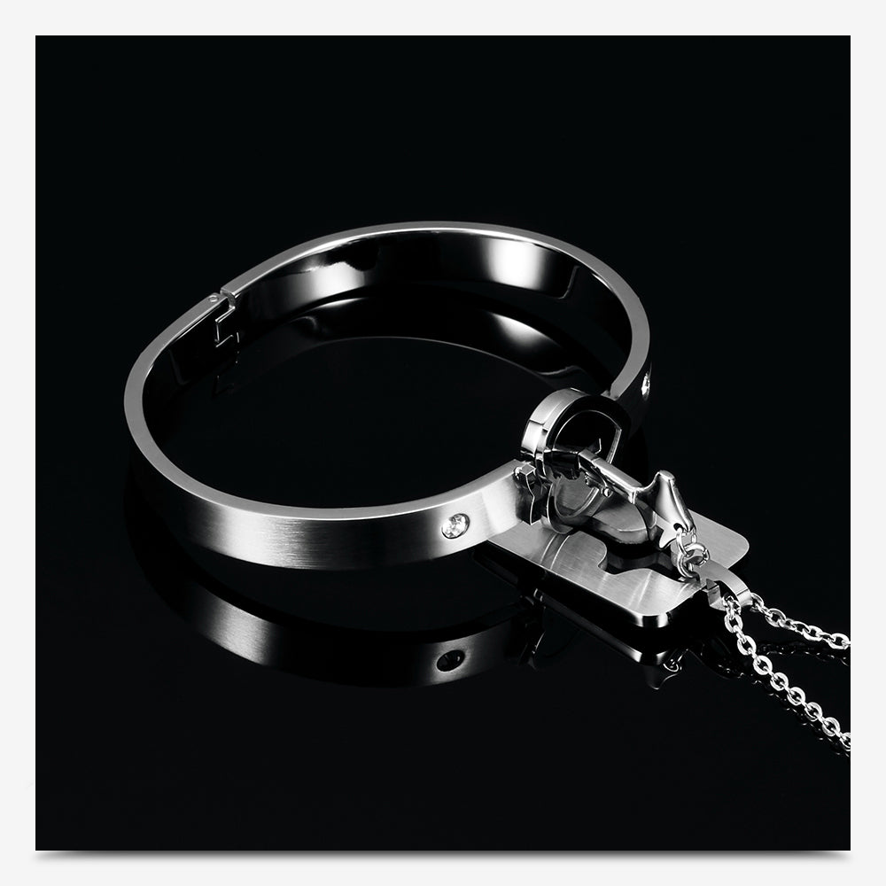 Couple Stainless Steel Love Heart Lock Set - Watch & Jewelry