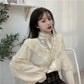 Korean Retro Embroidered Lace Women Shirt