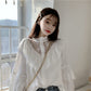 Korean Retro Embroidered Lace Women Shirt