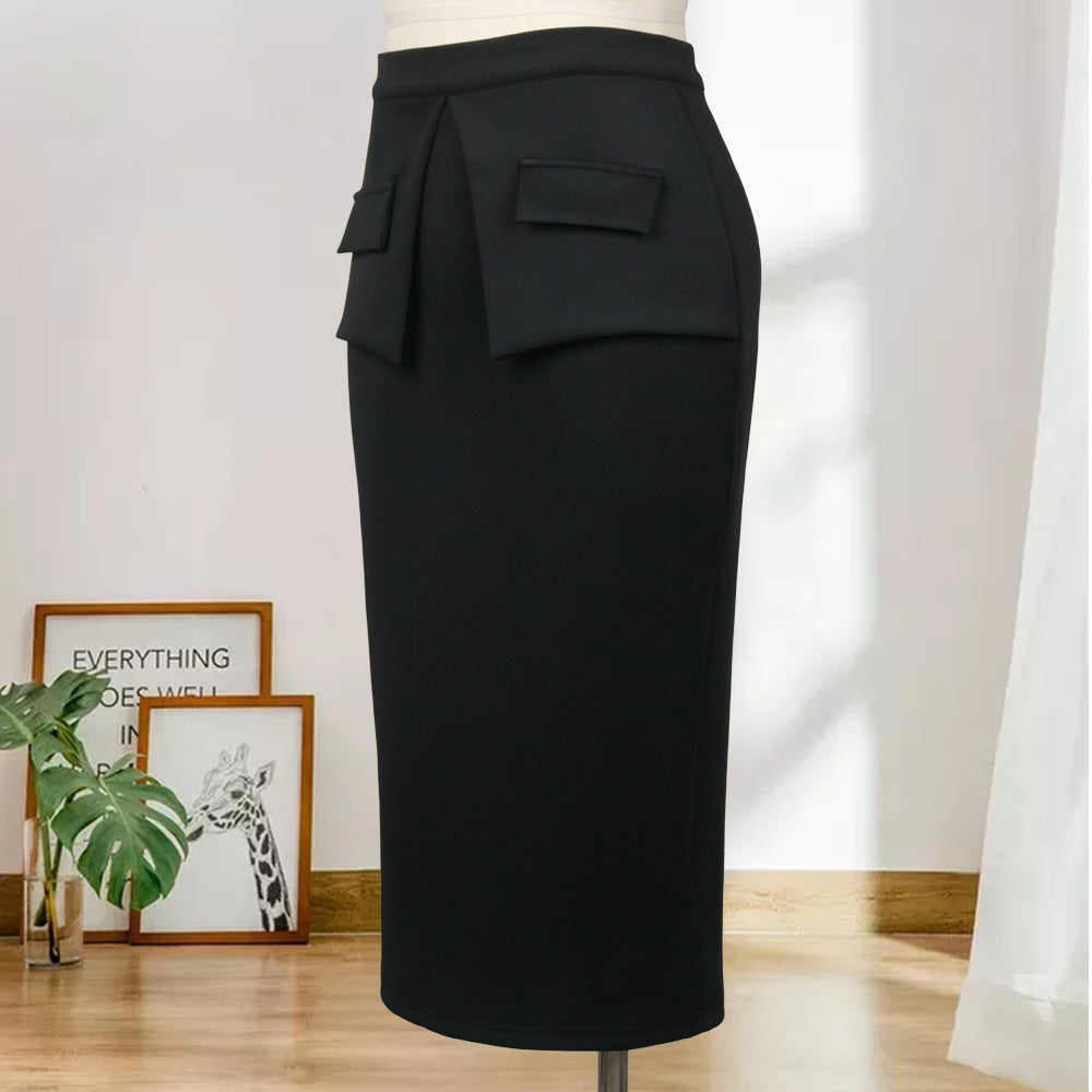 Women High waist mid-length package hip skirt