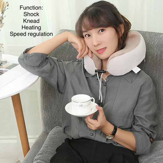 Multifunctional electric heating U-shaped pillow massager