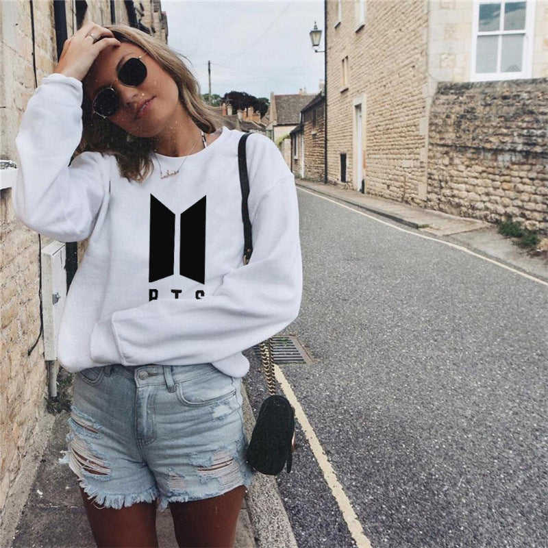 New Women BTS letter pattern printing top