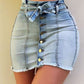 New women high waist elastic lace-up denim skirt