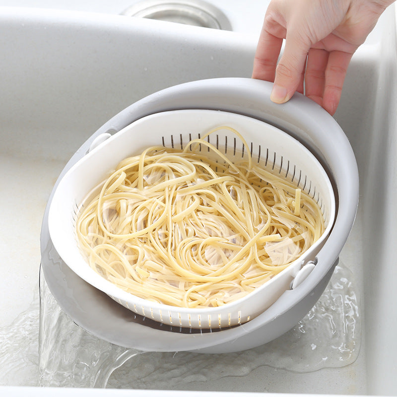 Multifunctional double drain vegetable basket