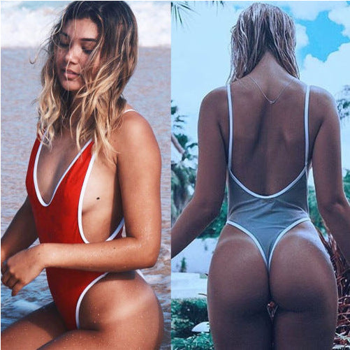 Women Lace Up One Piece Swimsuit Sexy Swimwear