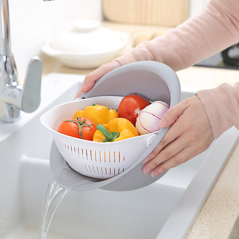 Multifunctional double drain vegetable basket