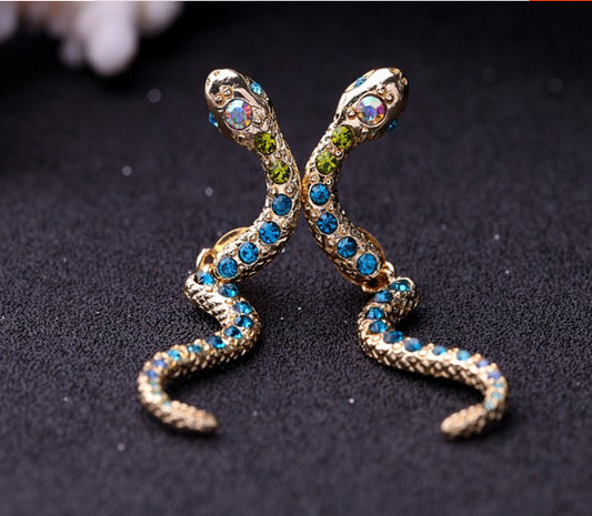 Korean crystal diamond serpentine earrings - Watch & Jewelry