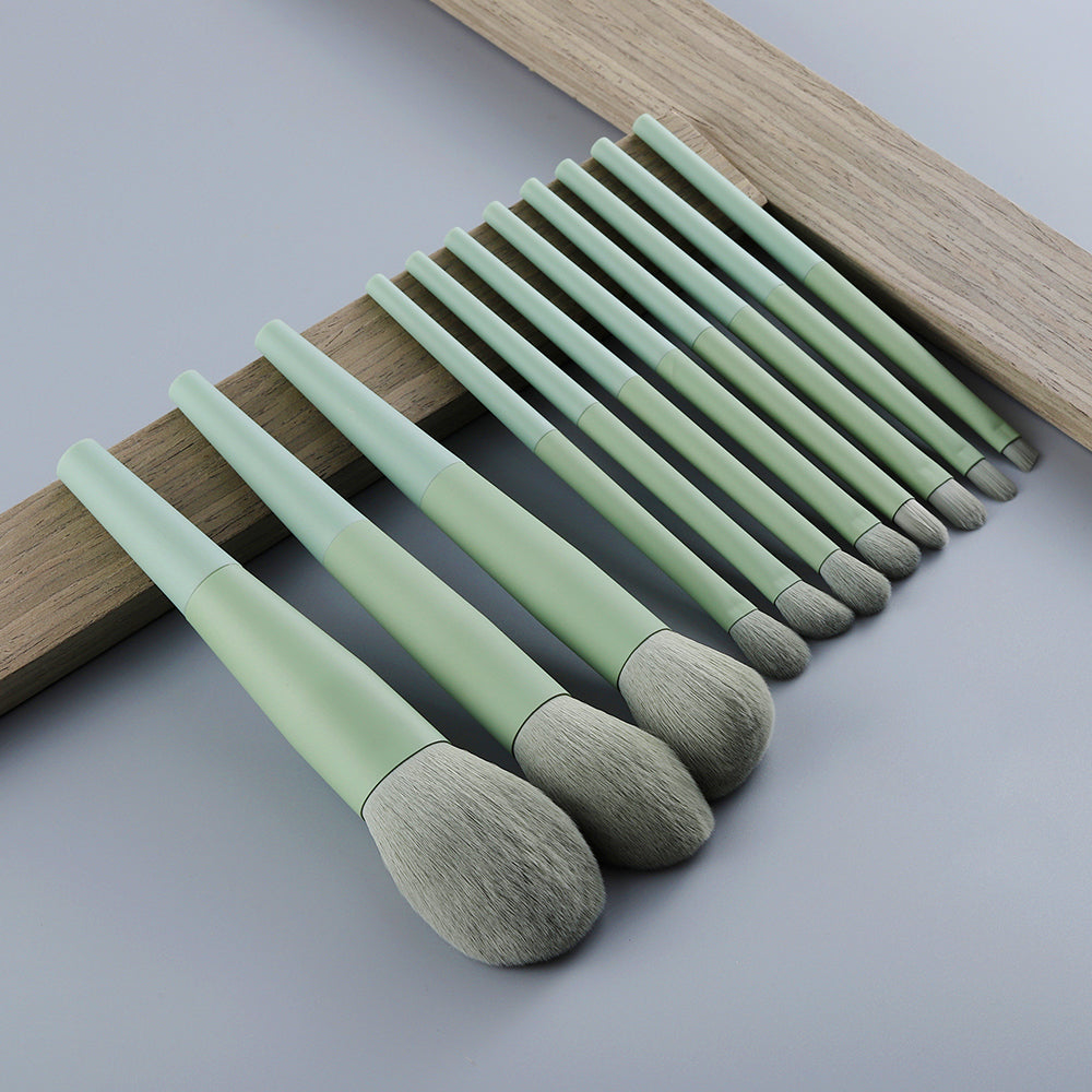 Natural Hair Green Makeup Brushes set