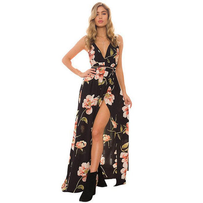 Women sexy baless print ladies dress