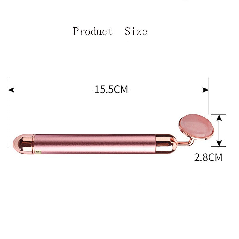 Electric Vibrating Natural Rose Quartz Roller Facial Massager