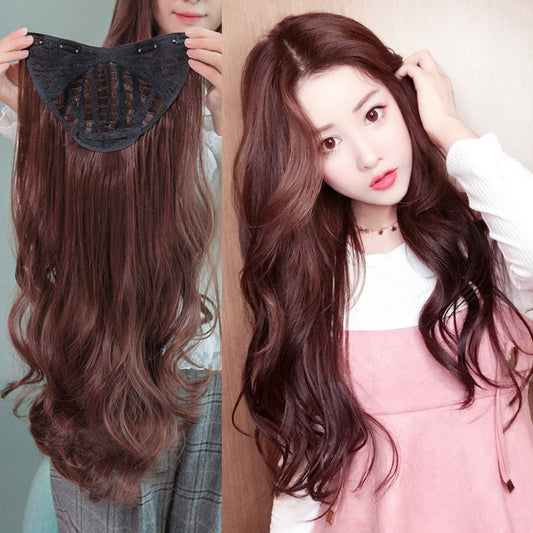 New Korean Women Full Head Wig Long False Hairpieces