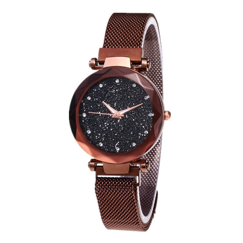 Luxury Women Stainless Steel Mesh Hook Buckle Quartz Wrist Watch - Watch & Jewelry