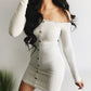 Women word collar long-sleeved knit skirt