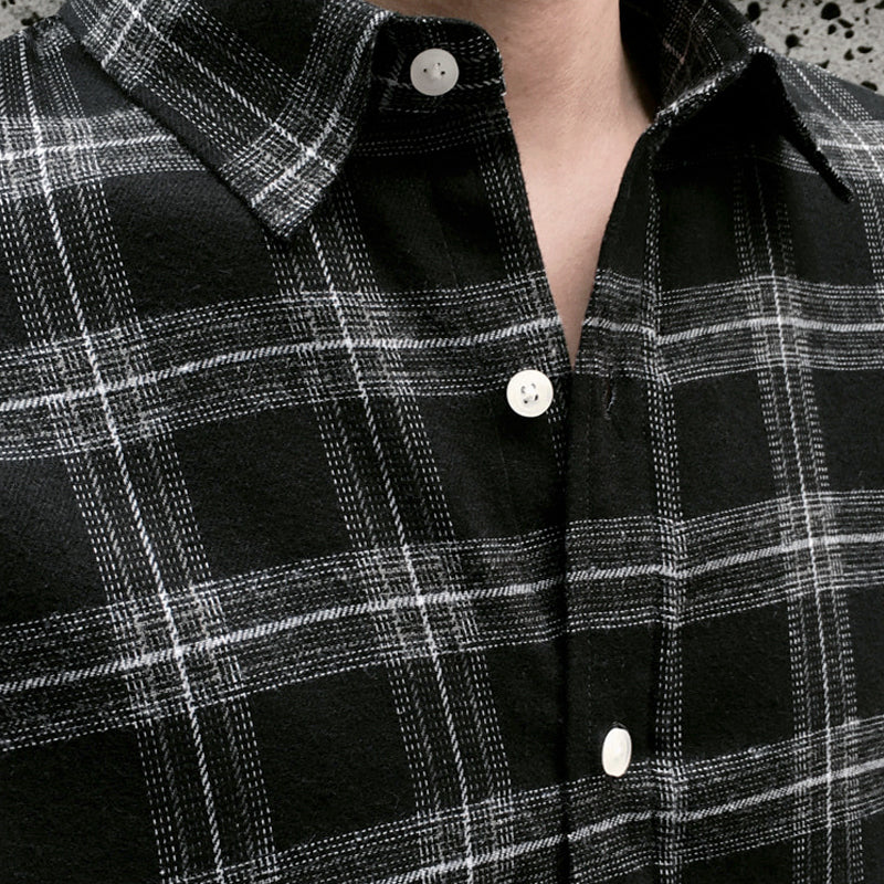 MRCYC Korean men’s trend retro plaid shirt