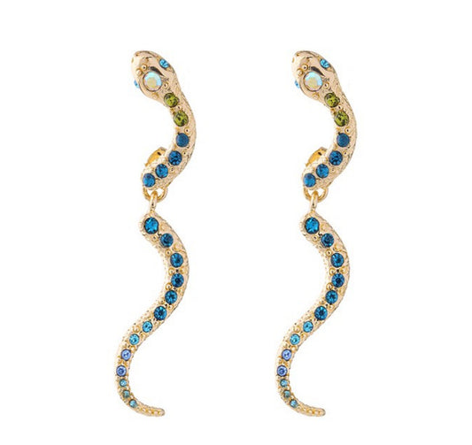 Korean crystal diamond serpentine earrings - Watch & Jewelry