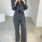 Korean chic women suit jacket + high-waist casual trousers
