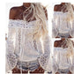 Women shoulder flared sleeve lace top