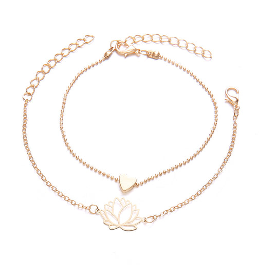 New Women Simple Hollow Lotus Gold Bracelets - Watch & Jewelry