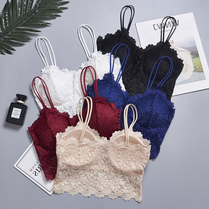 Women Push Up Wireless Lace Bra Top