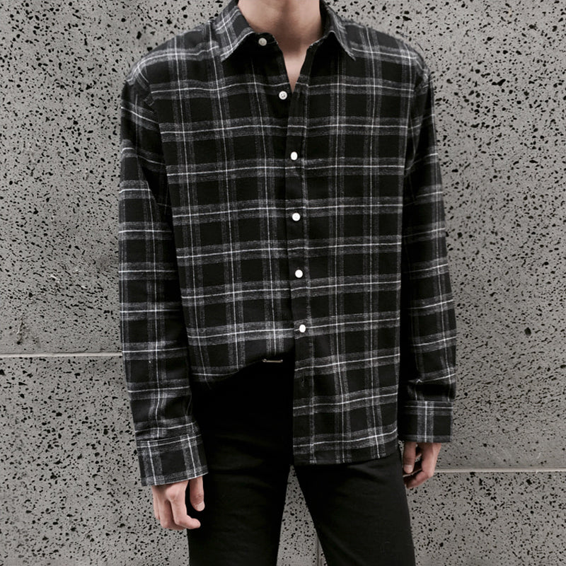 MRCYC Korean men’s trend retro plaid shirt