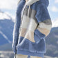 Women Hot Loose Plush Multicolor Hooded Jacket