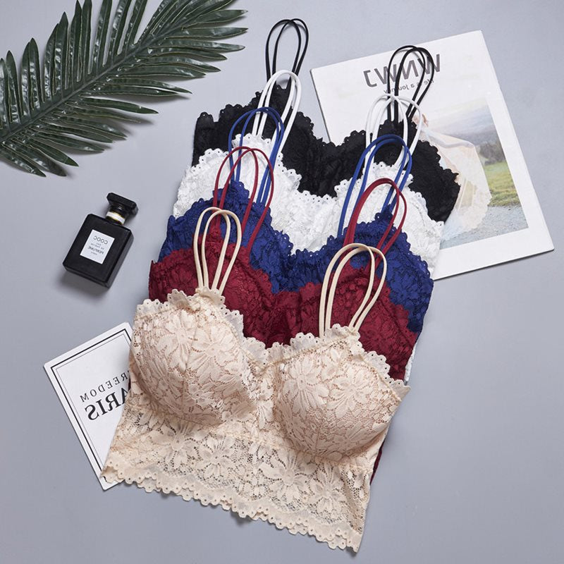 Women Push Up Wireless Lace Bra Top