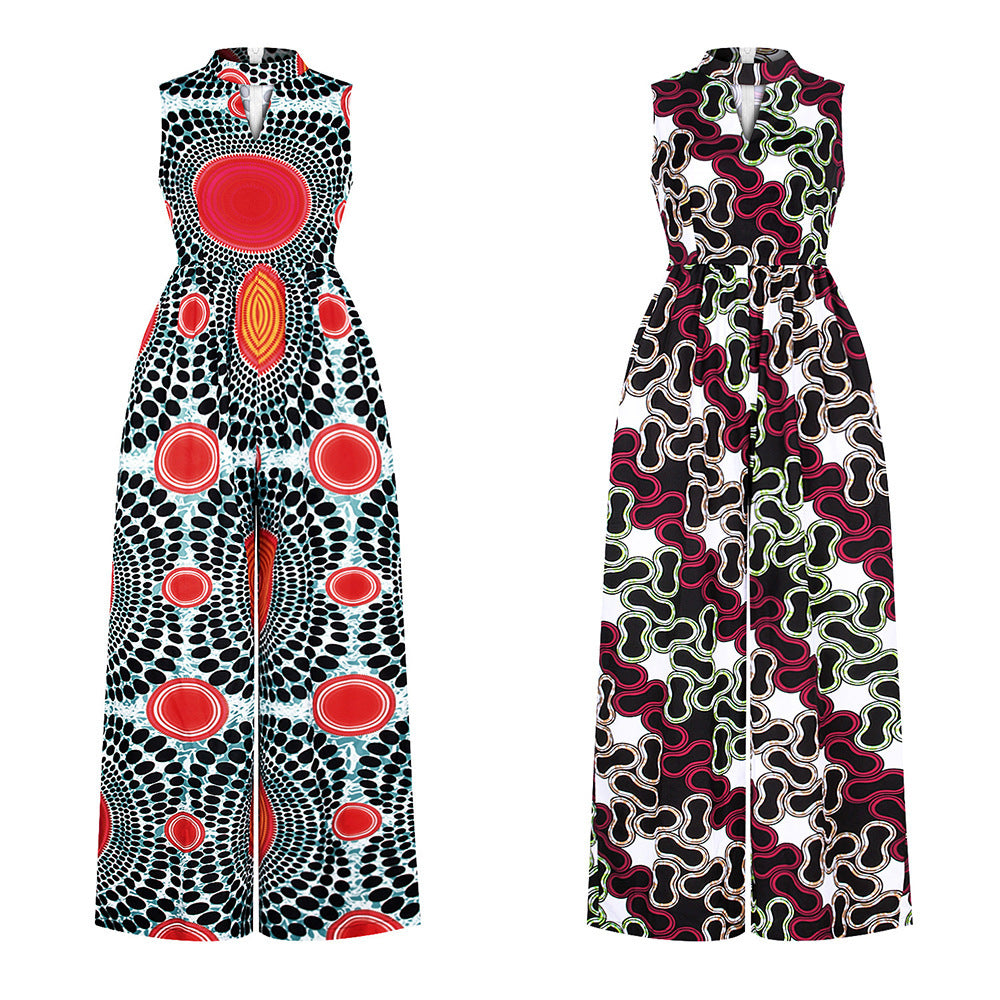 Hot sale women digital printing sleeveless jumpsuit