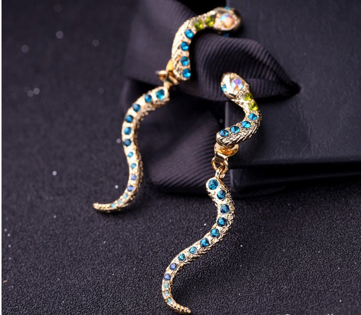 Korean crystal diamond serpentine earrings - Watch & Jewelry