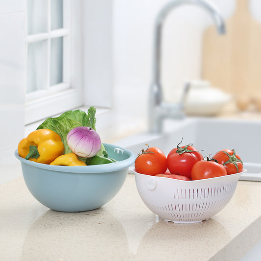 Multifunctional double drain vegetable basket