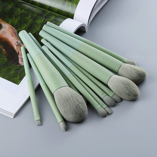 Natural Hair Green Makeup Brushes set