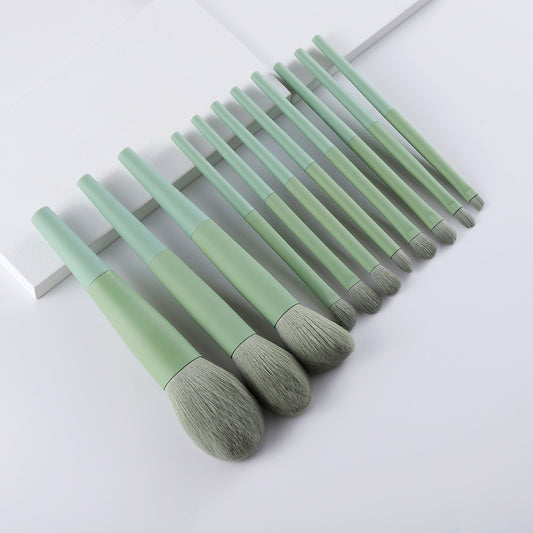 Natural Hair Green Makeup Brushes set