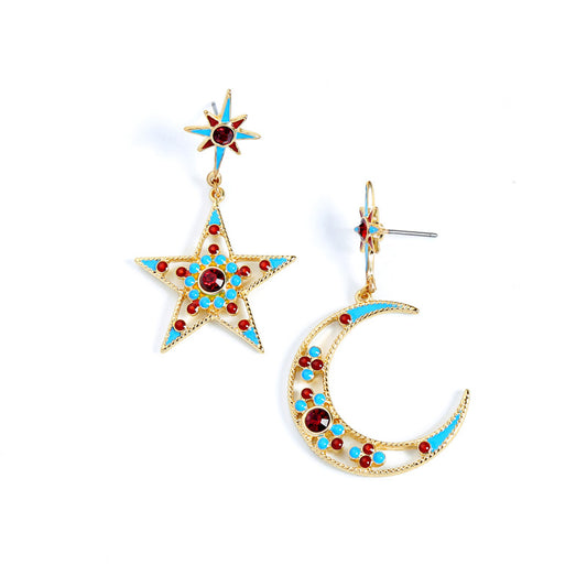 KISS ME Women Star Moon Dangle Earrings - Watch & Jewelry