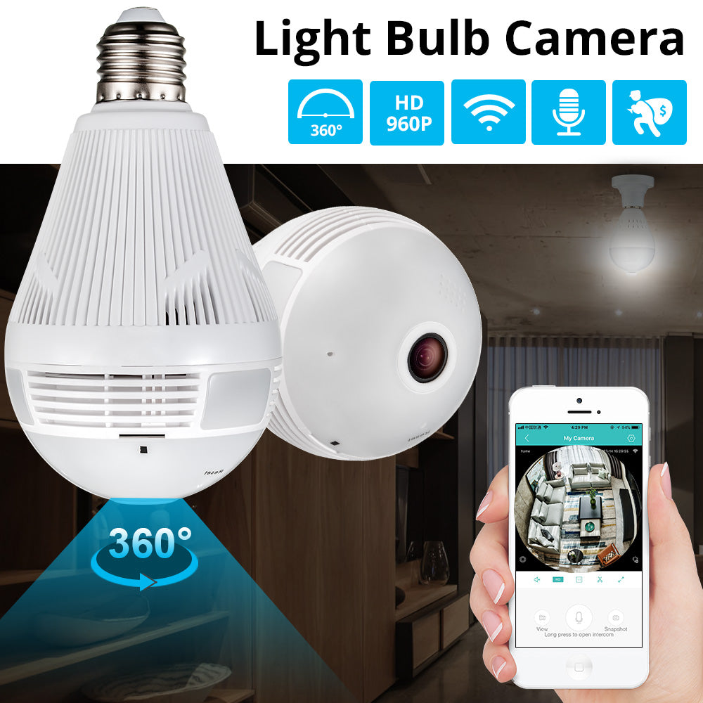 LED Light 960P Wireless Panoramic WiFi CCTV