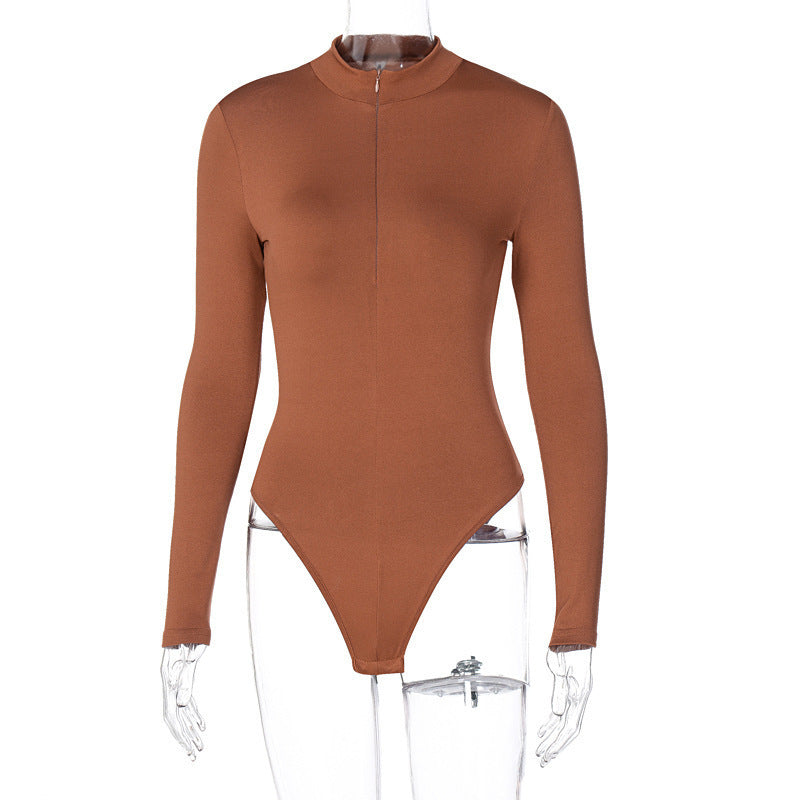 Women long bottoming Zipper bodysuits