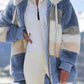 Women Hot Loose Plush Multicolor Hooded Jacket